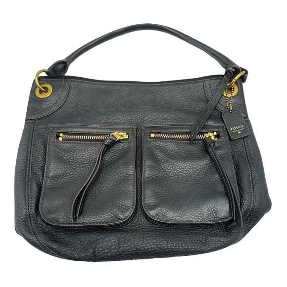 FOSSIL - women's black pebble leather shoulder bag - Picture 1 of 12